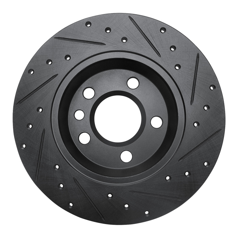 Volkswagen EuroVan Brake Rotor (1) - Rear Left - R1 Concepts - Drilled & Slotted - Black - `01-`03